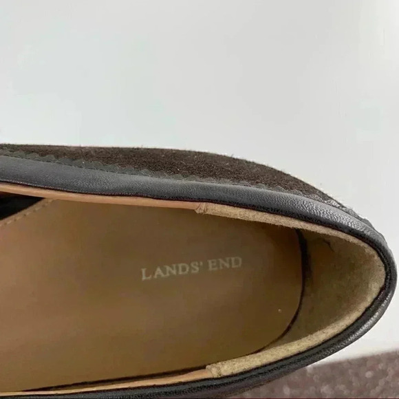 Lands end ballet flats size 8 38 chocolate brown suede bow round toe balletcore - Picture 9 of 13